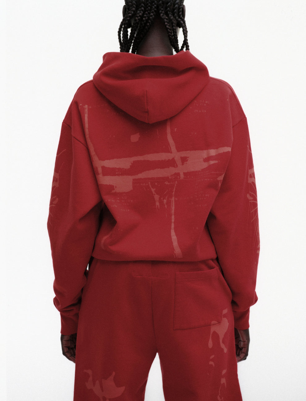 RED X-RAY HOODIE ON MODEL