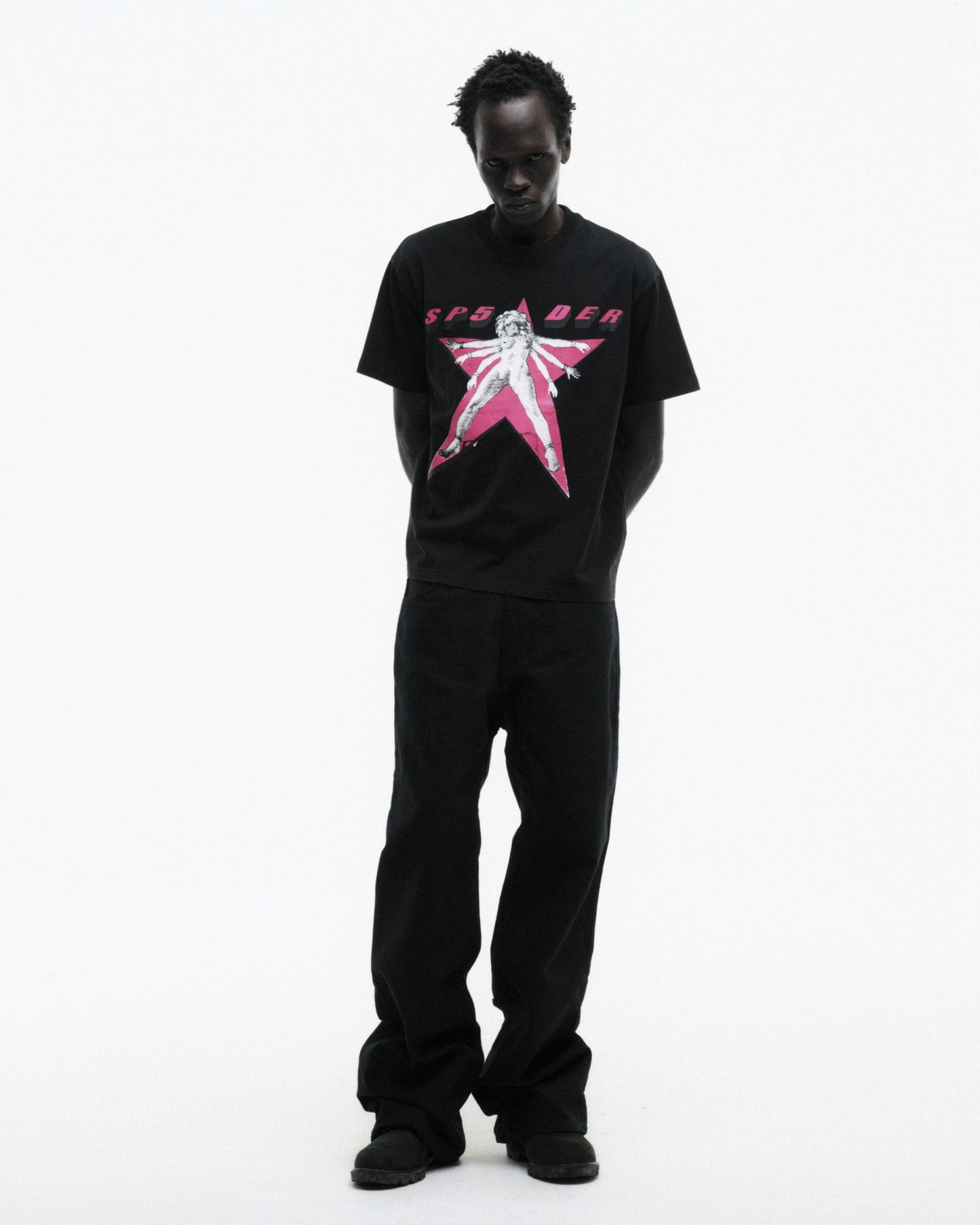 BLACK STAR GIRL TEE ON MODEL