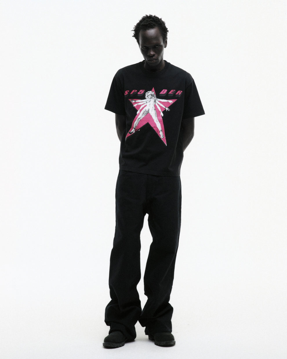 BLACK STAR GIRL TEE ON MODEL