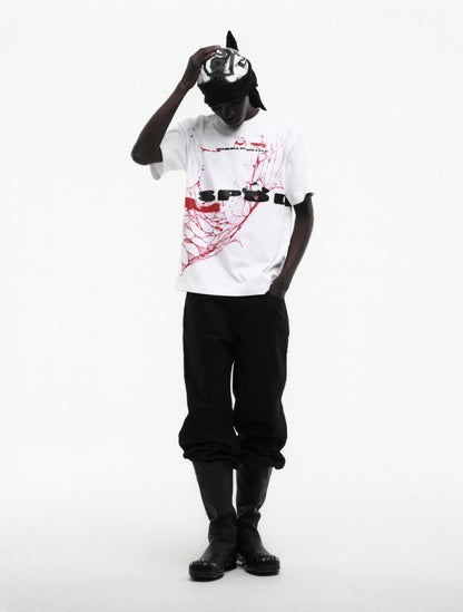 WHITE SPINNER TEE ON MODEL