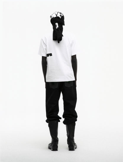 WHITE SPINNER TEE ON MODEL