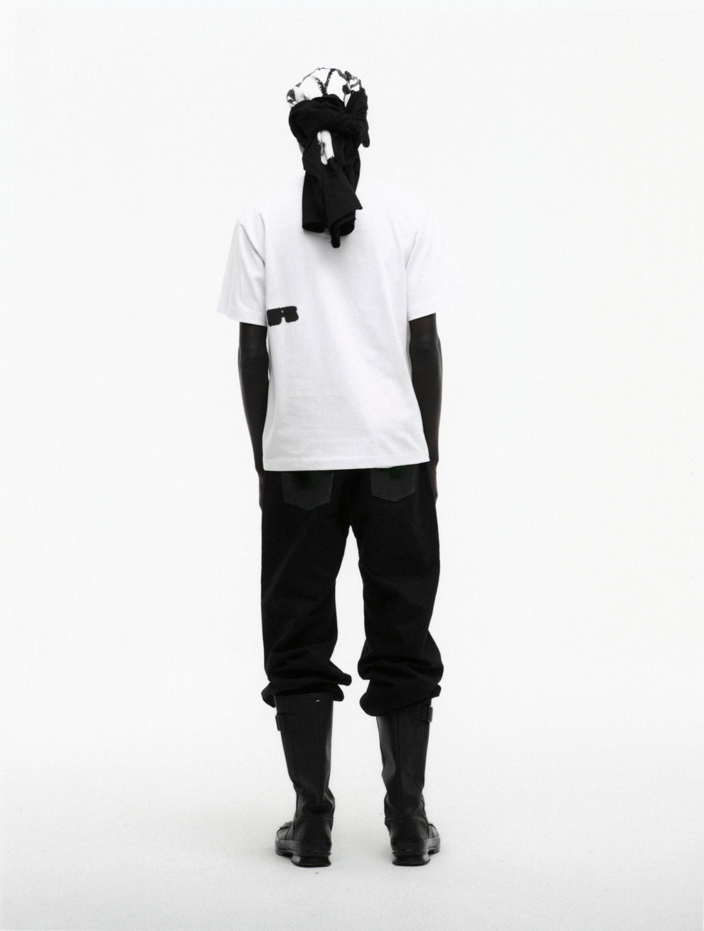 WHITE SPINNER TEE ON MODEL