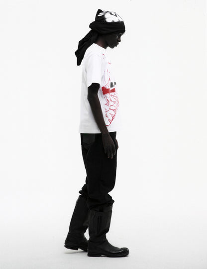 WHITE SPINNER TEE ON MODEL