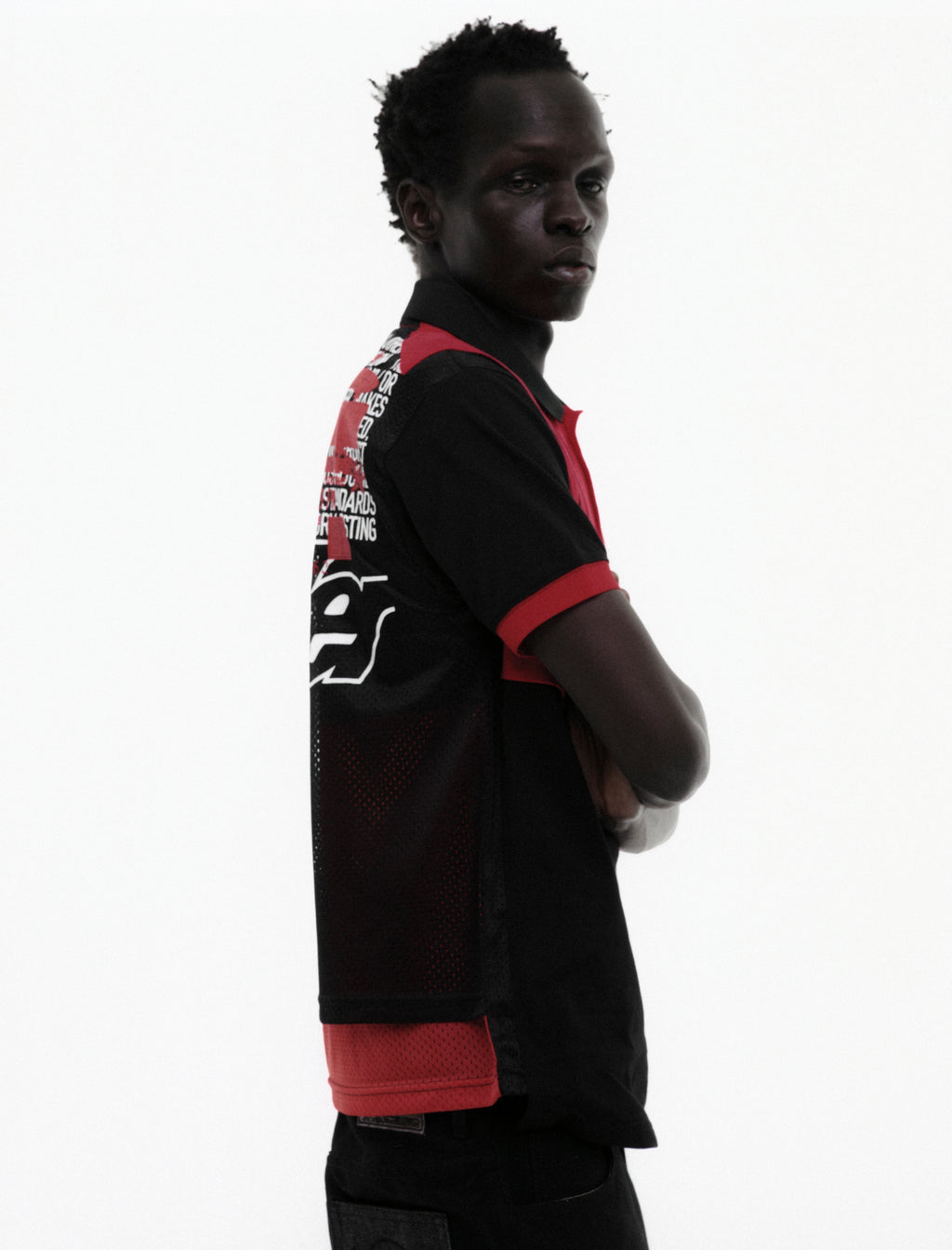 BLACK RECRUIT SS POLO ON MODEL