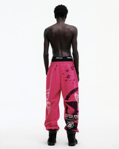 PINK STENCIL SWEATPANT ON MODEL