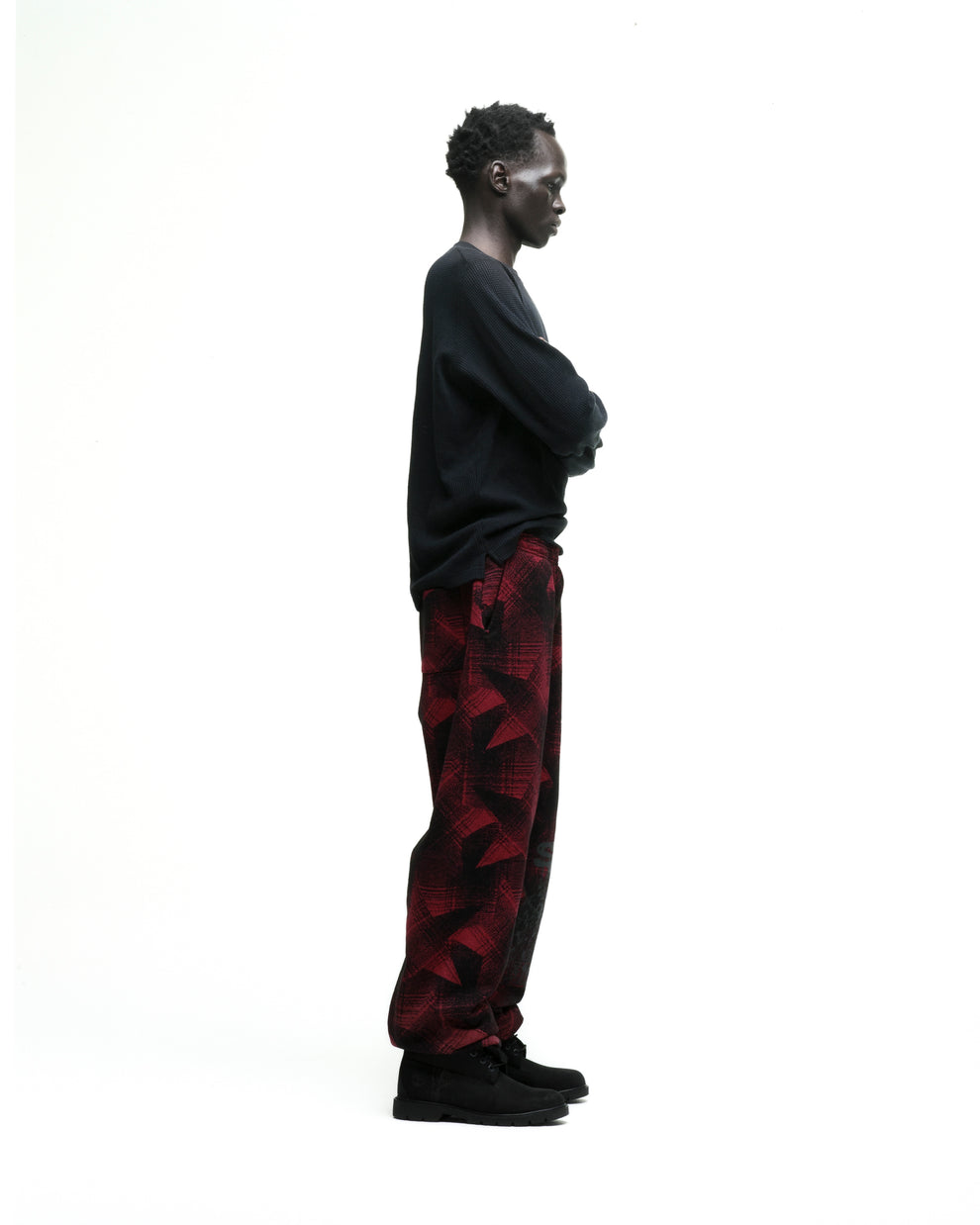 PLAID SPLATT SWEATPANT ON MODEL