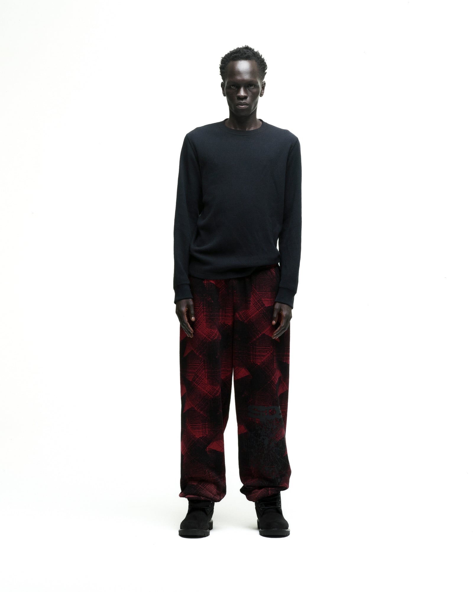 PLAID SPLATT SWEATPANT ON MODEL