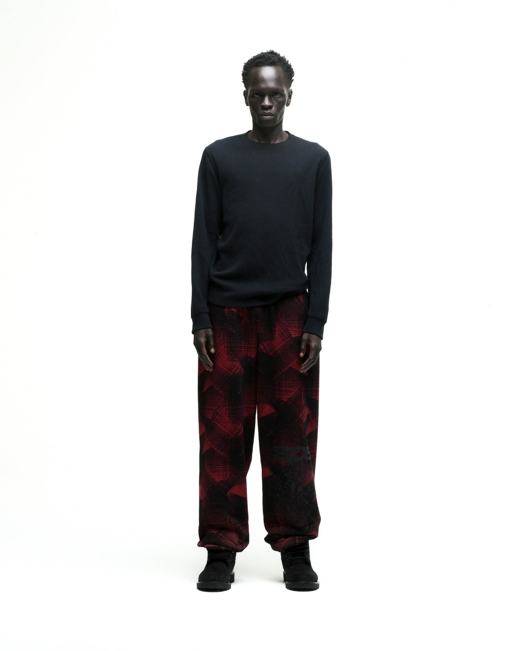 PLAID SPLATT SWEATPANT ON MODEL