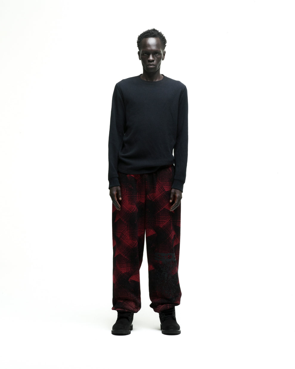 PLAID SPLATT SWEATPANT ON MODEL