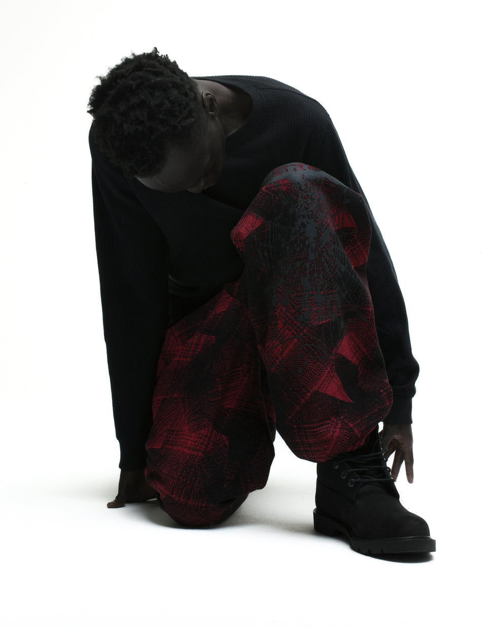 PLAID SPLATT SWEATPANT ON MODEL