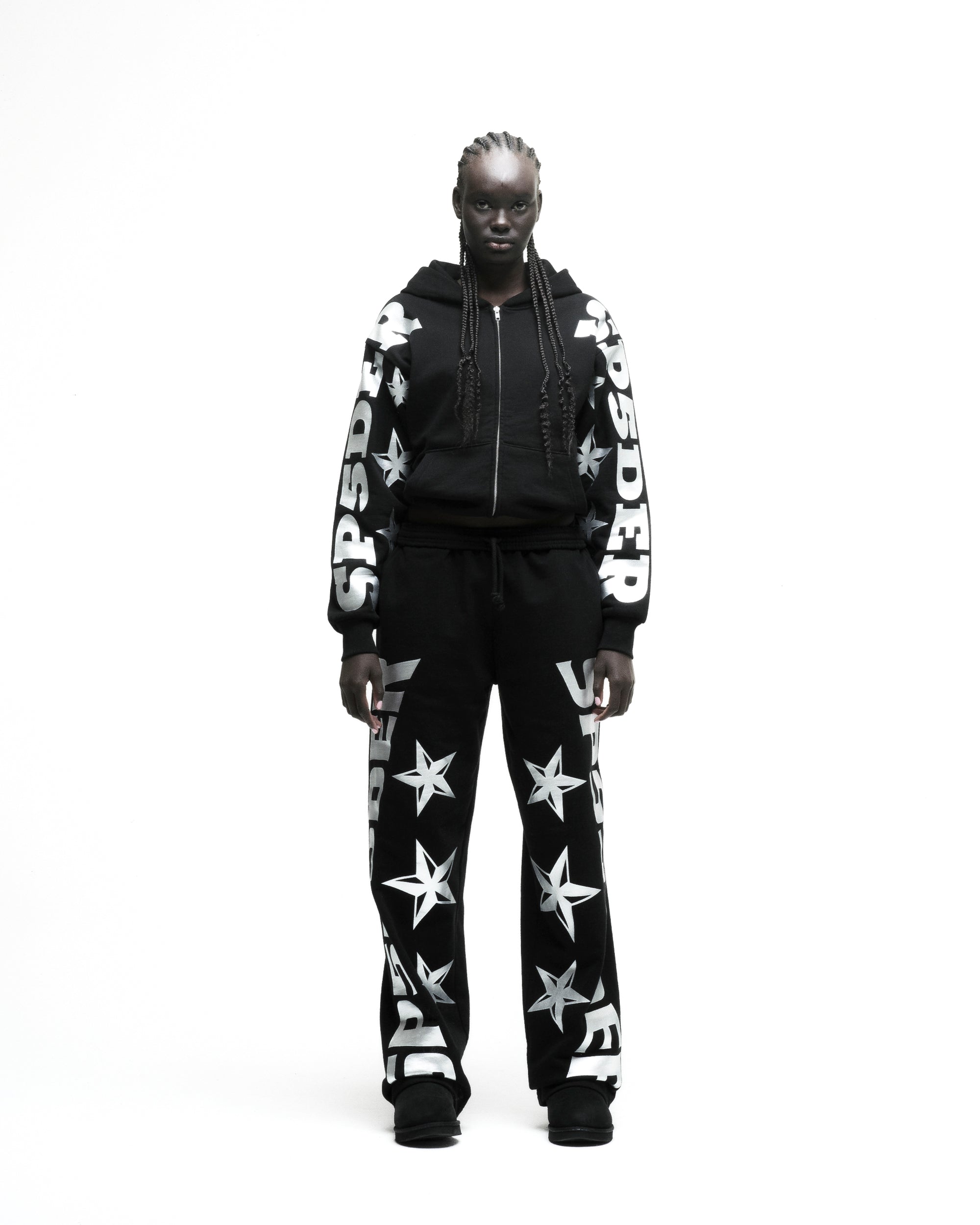 BLACK MX555 ZIP HOODIE | SP5DER | KING SPIDER