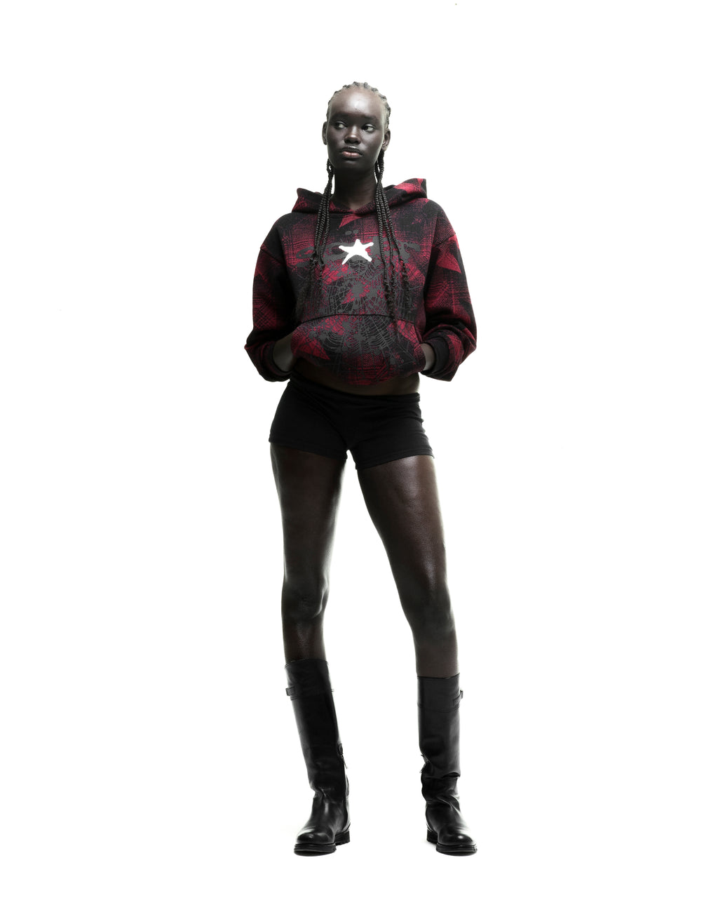 PLAID SPLATT HOODIE ON MODEL