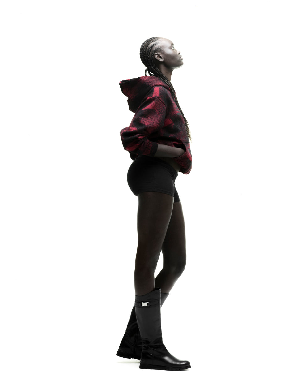 PLAID SPLATT HOODIE ON MODEL