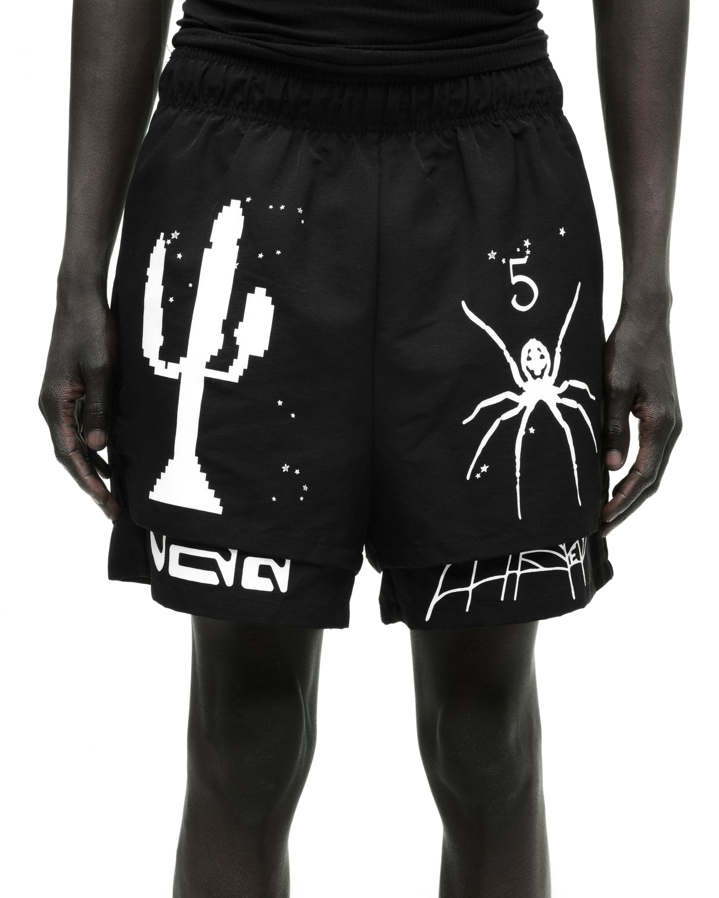 BLACK VAA DOUBLE LAYER SHORT ON MODEL