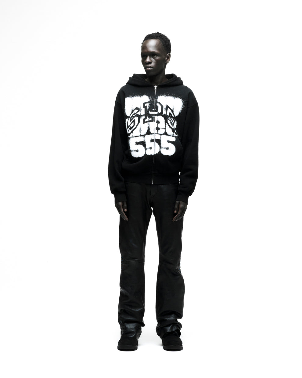 SP555 ZIP HOODIE ON MODEL