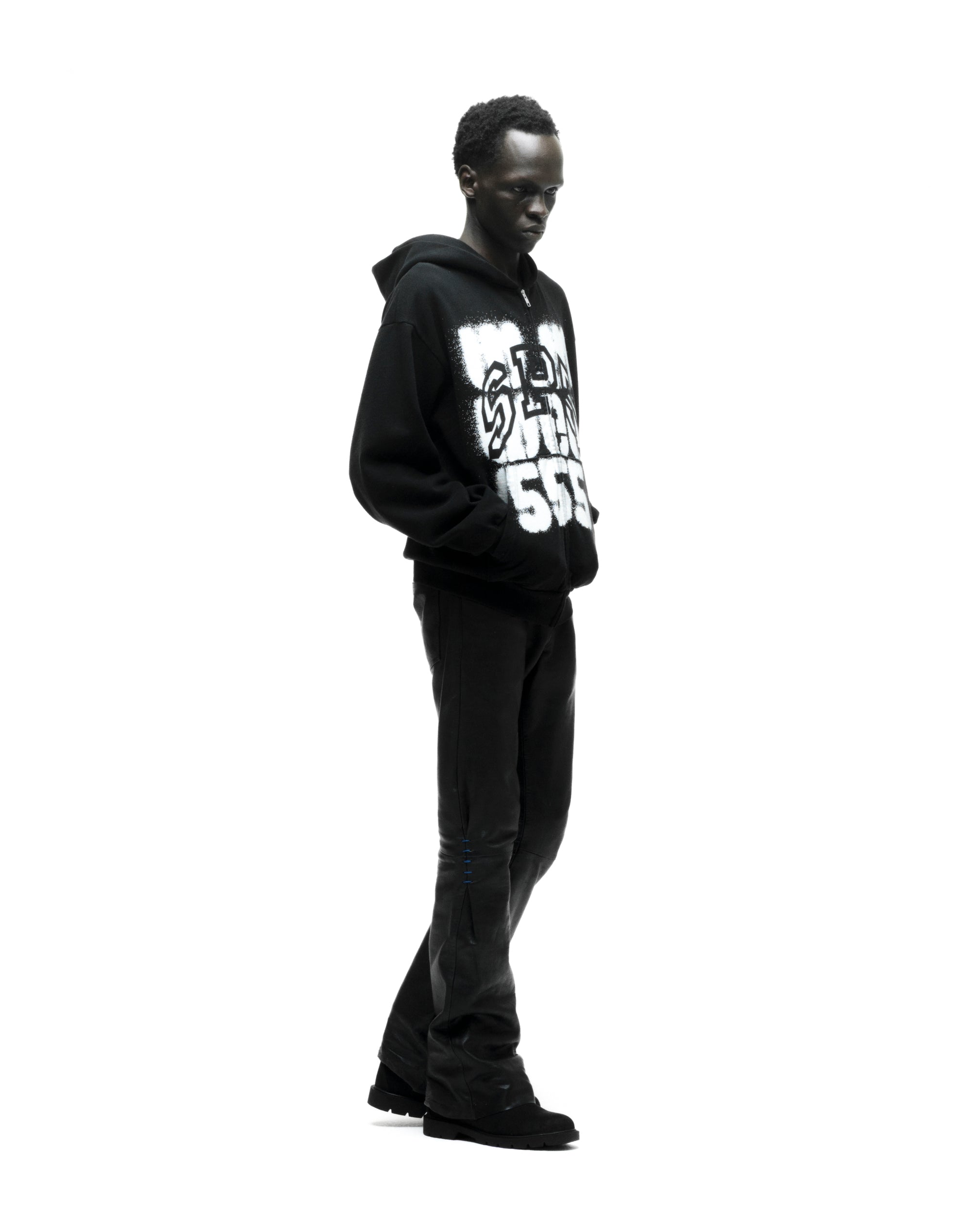 BLACK SP555 ZIP HOODIE | SP5DER | KING SPIDER