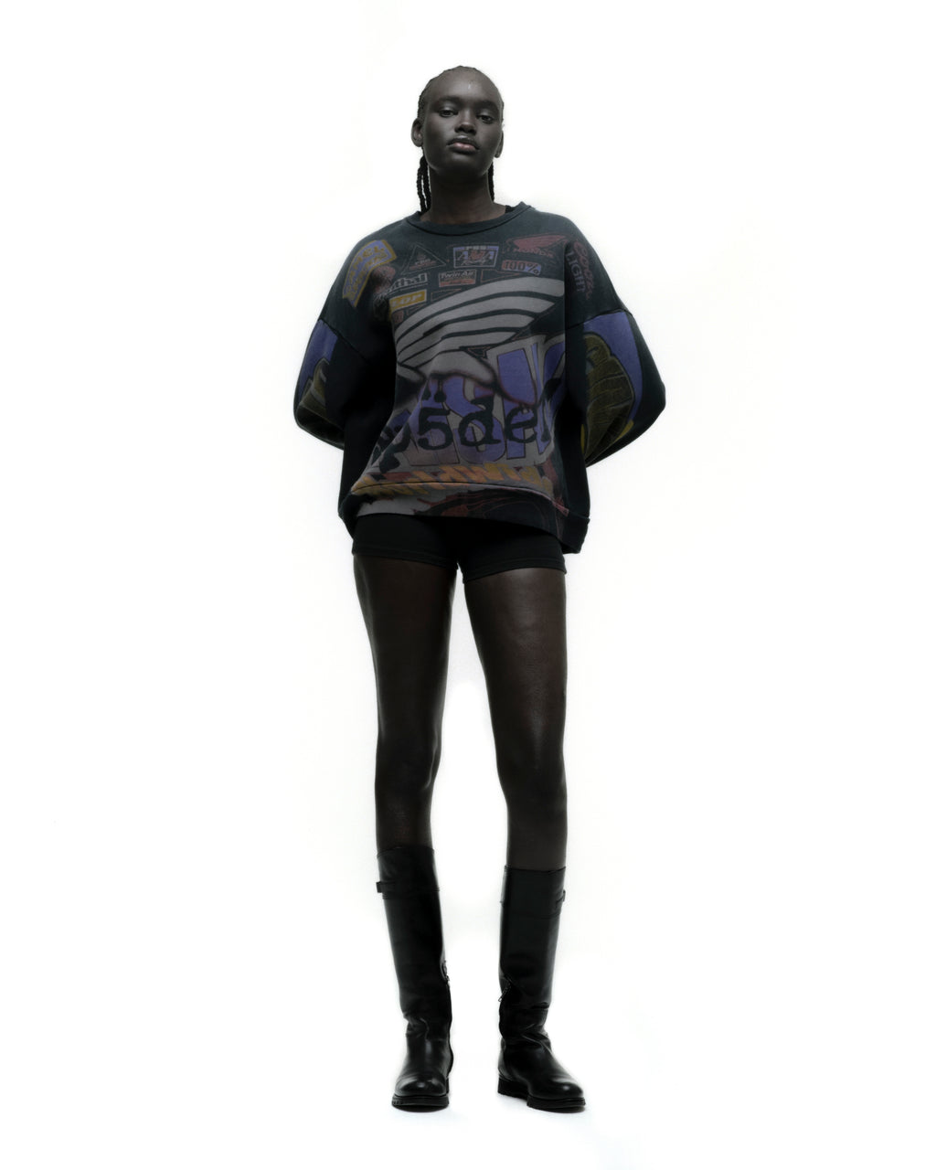 TROMPE-L’ŒIL CREWNECK ON MODEL