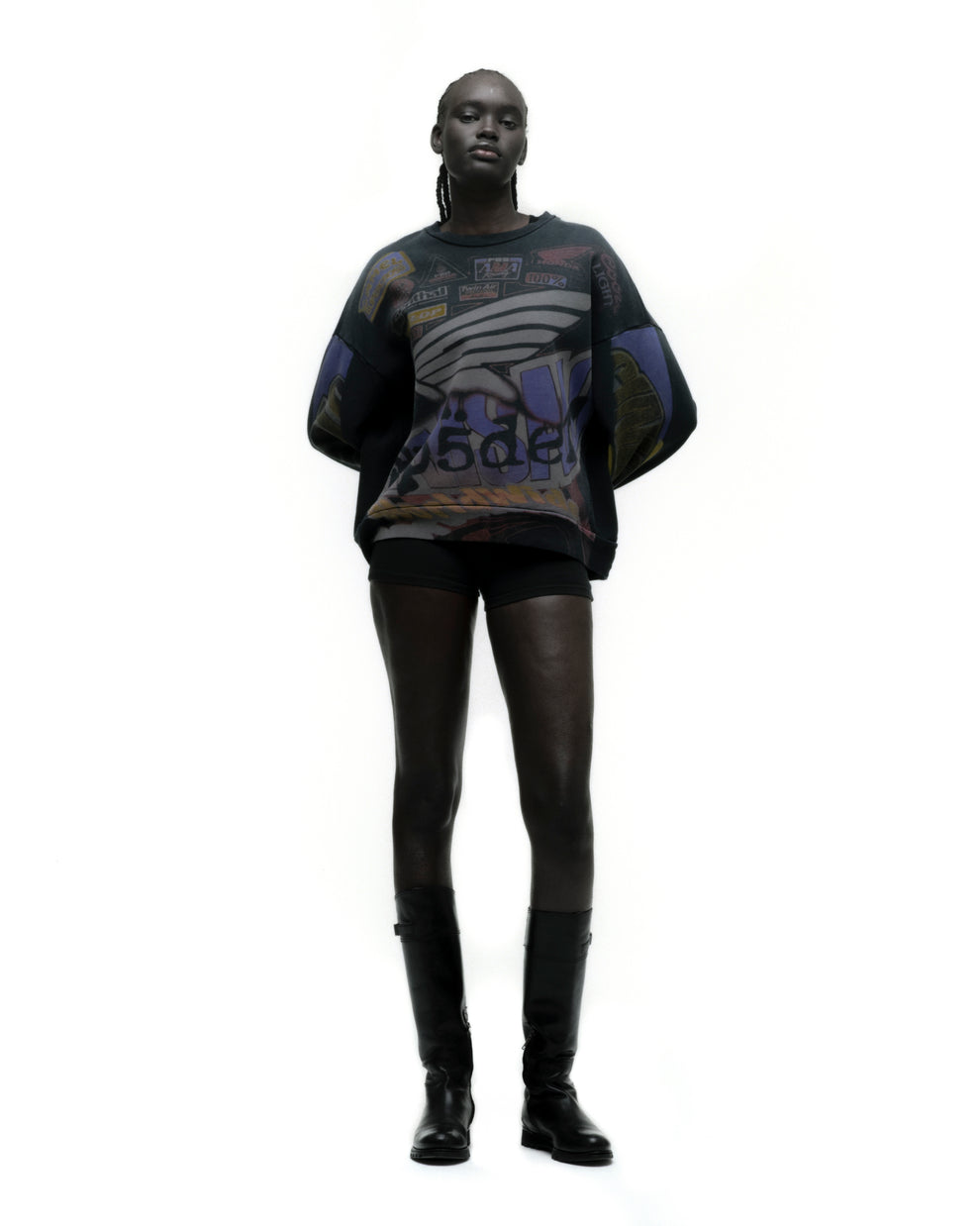 TROMPE-L’ŒIL CREWNECK ON MODEL