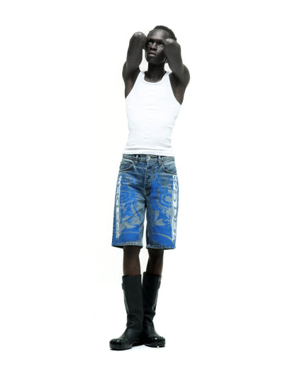 MOTO GT DENIM SHORT ON MODEL