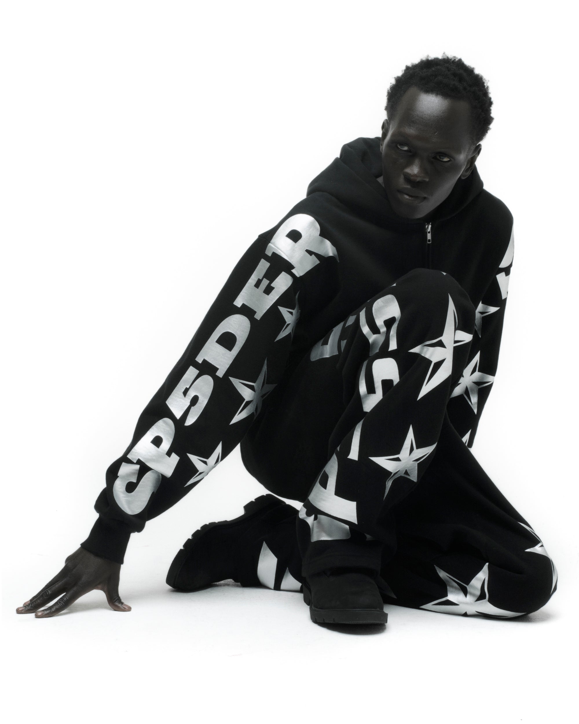 BLACK MX555 ZIP HOODIE | SP5DER | KING SPIDER