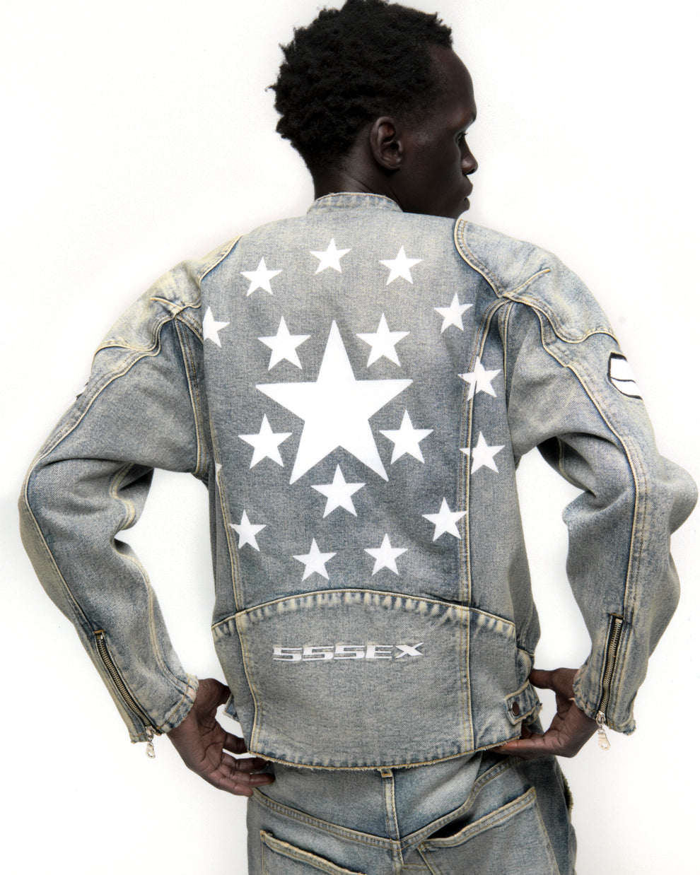 MOTORSPORT DENIM JACKET ON MODEL
