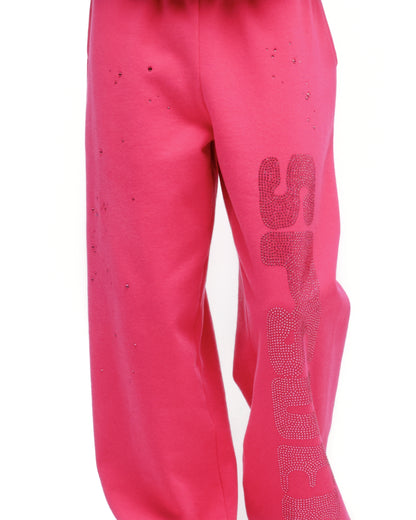 RHINESTONE SILK SWEATPANT