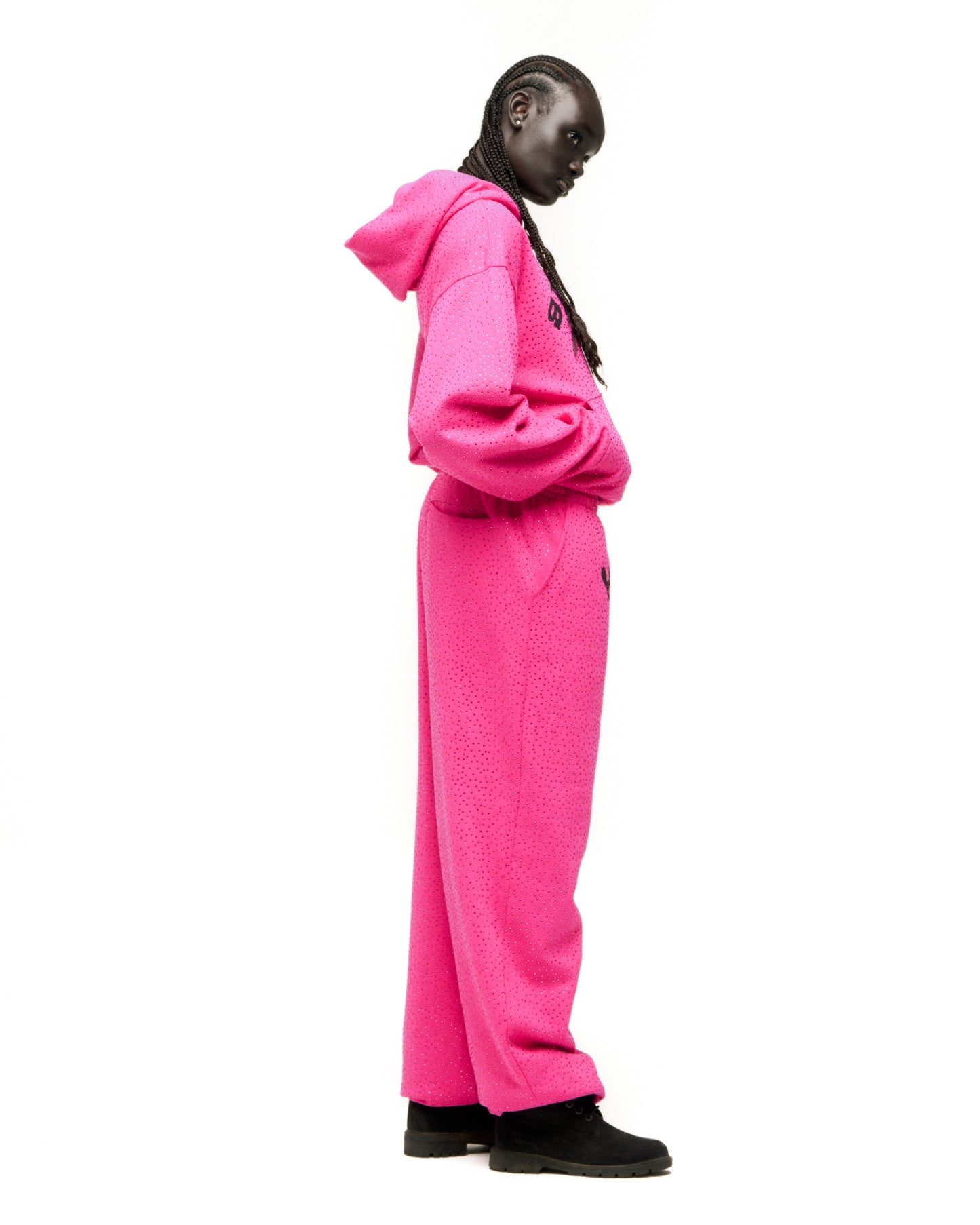 PINK VVS HOODIE ON MODEL