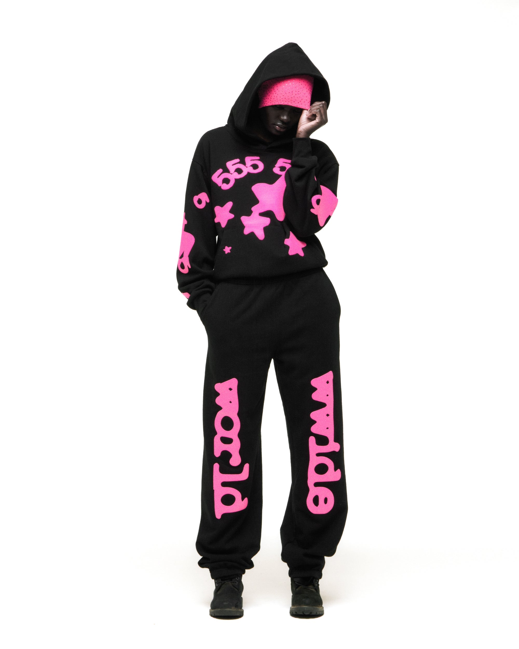 BLACK BELUGA ANGEL NUMBER HOODIE | SP5DER | KING SPIDER