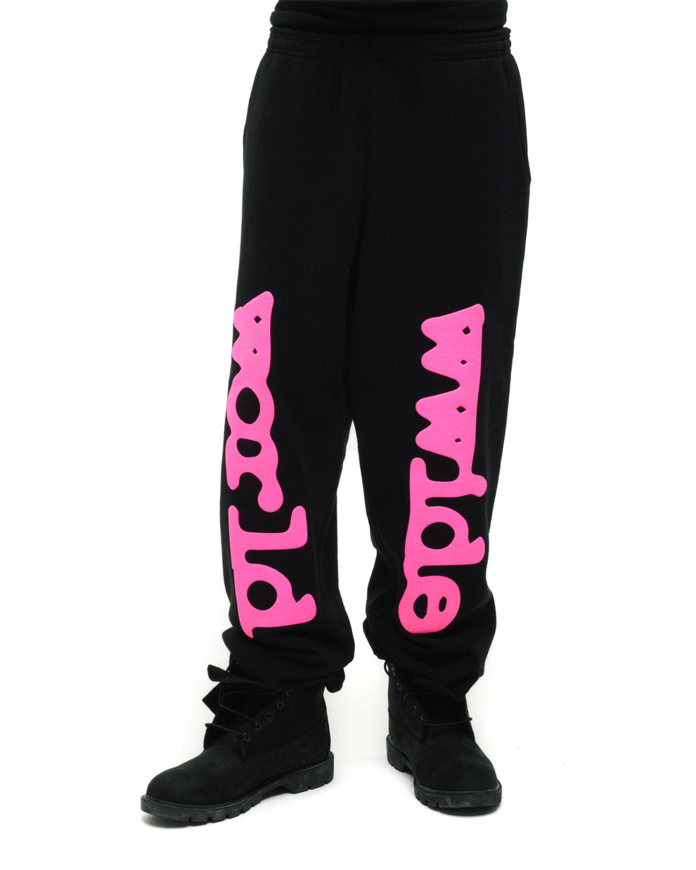 BLACK BELUGA ANGEL NUMBER SWEATPANT ON MODEL