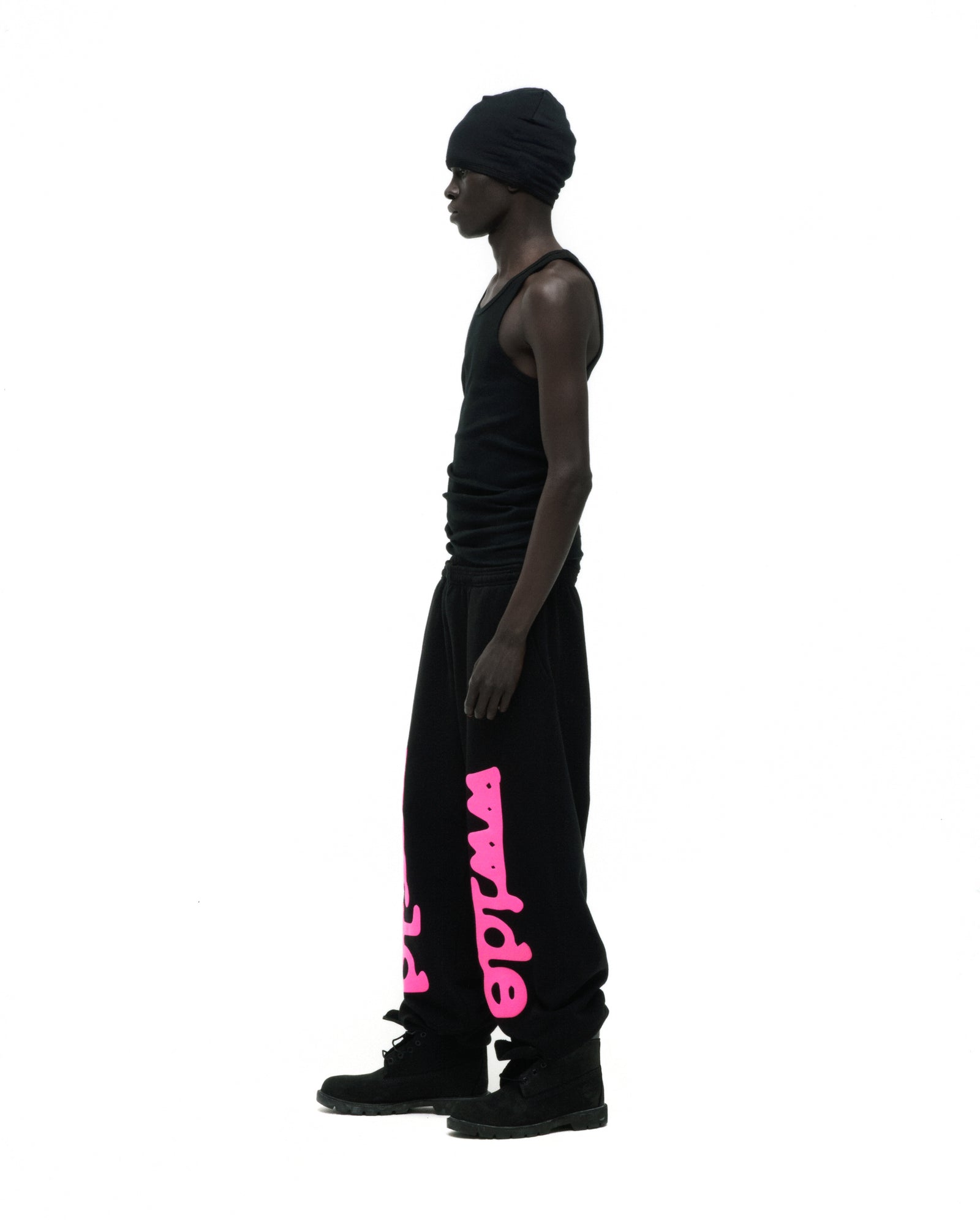 BLACK BELUGA ANGEL NUMBER SWEATPANT ON MODEL