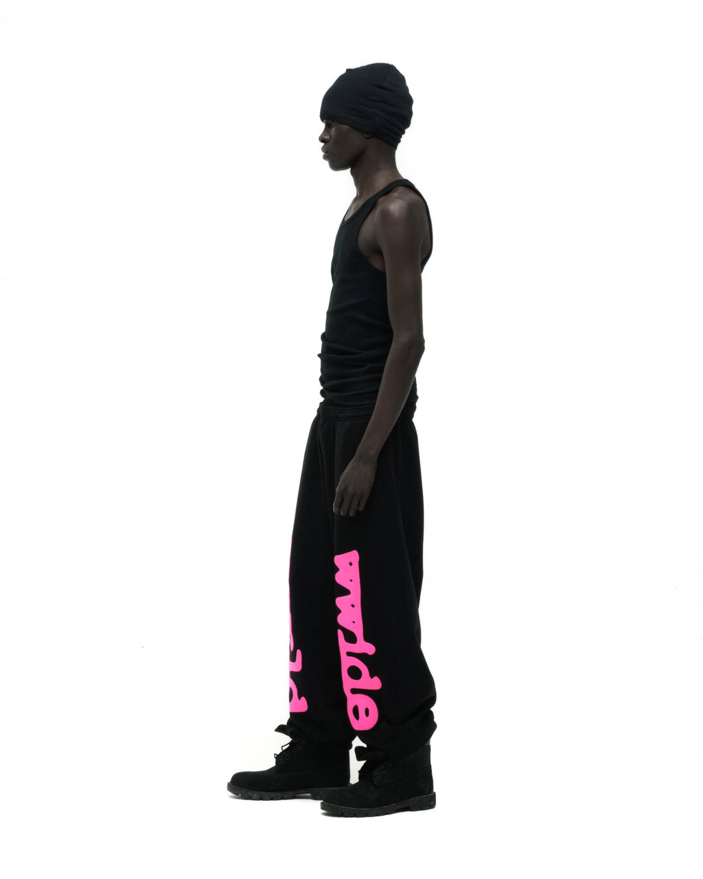 BLACK BELUGA ANGEL NUMBER SWEATPANT ON MODEL