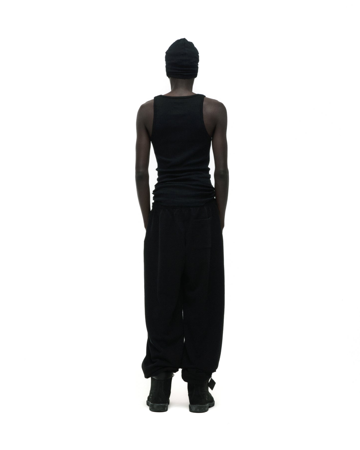 BLACK BELUGA ANGEL NUMBER SWEATPANT ON MODEL