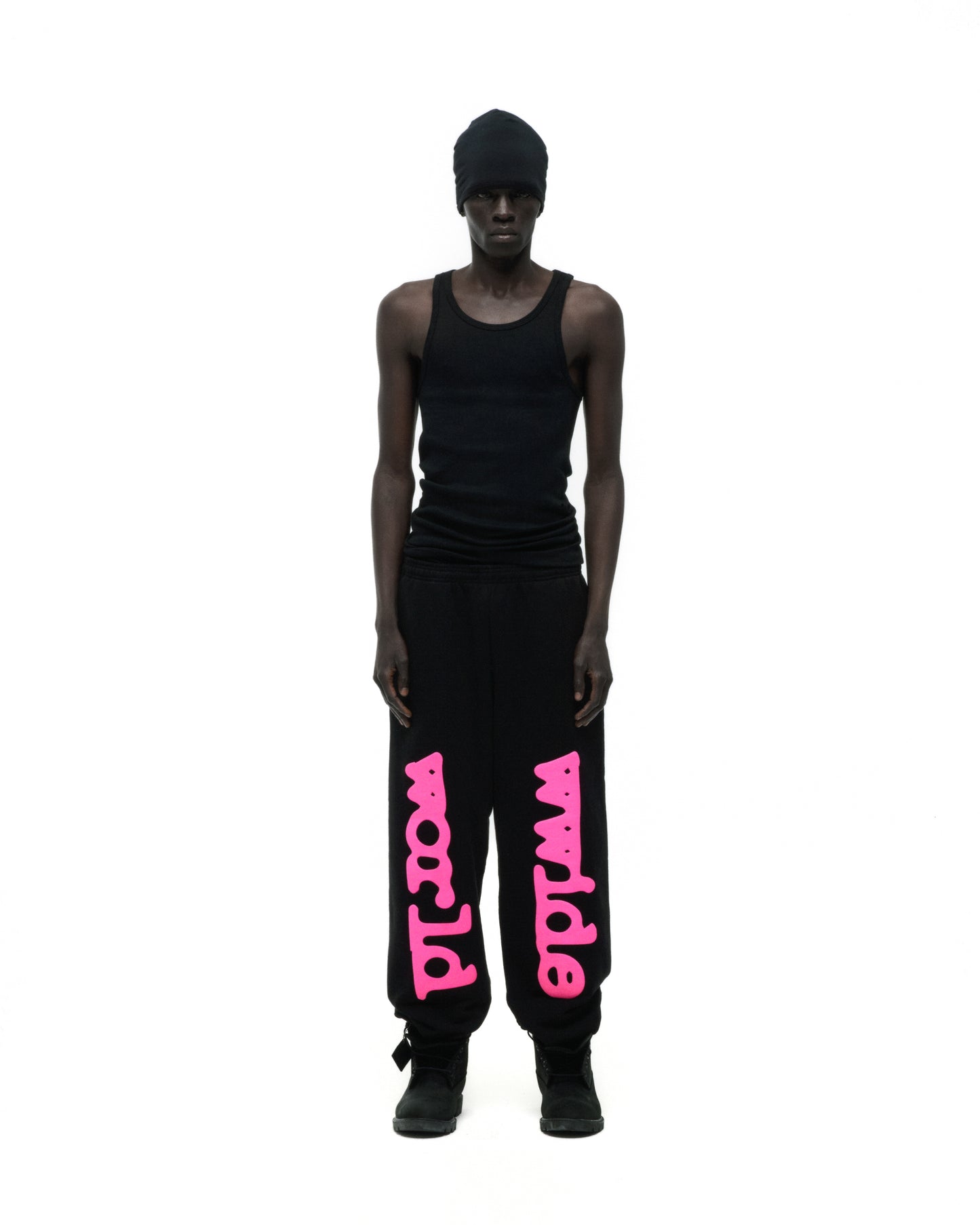 BLACK BELUGA ANGEL NUMBER SWEATPANT ON MODEL
