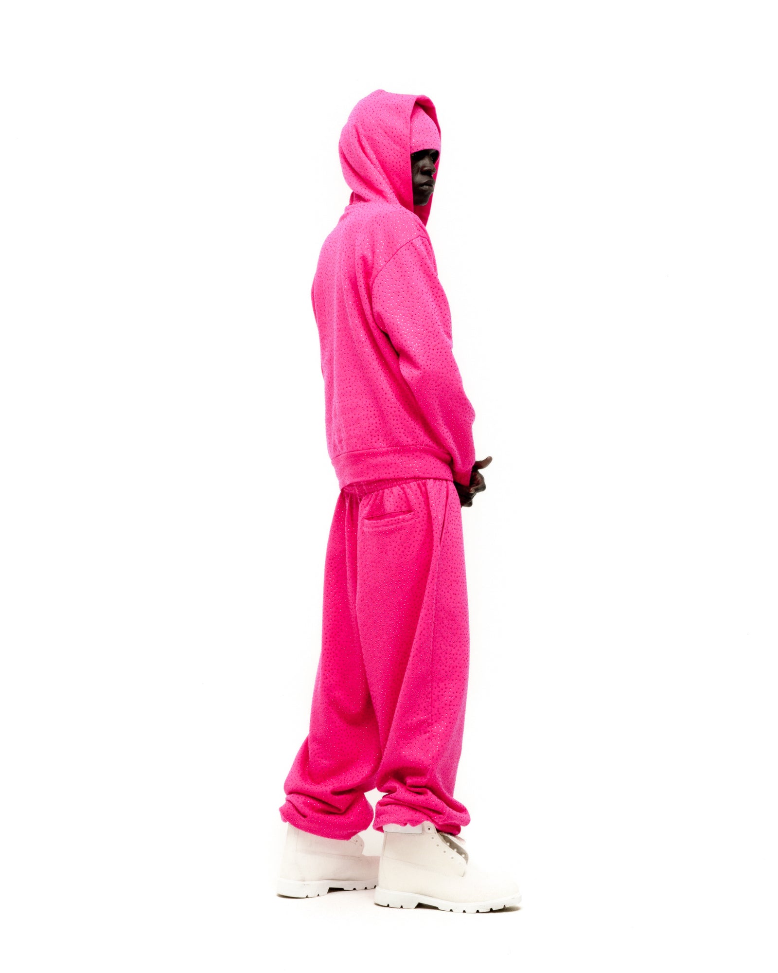PINK VVS HOODIE ON MODEL