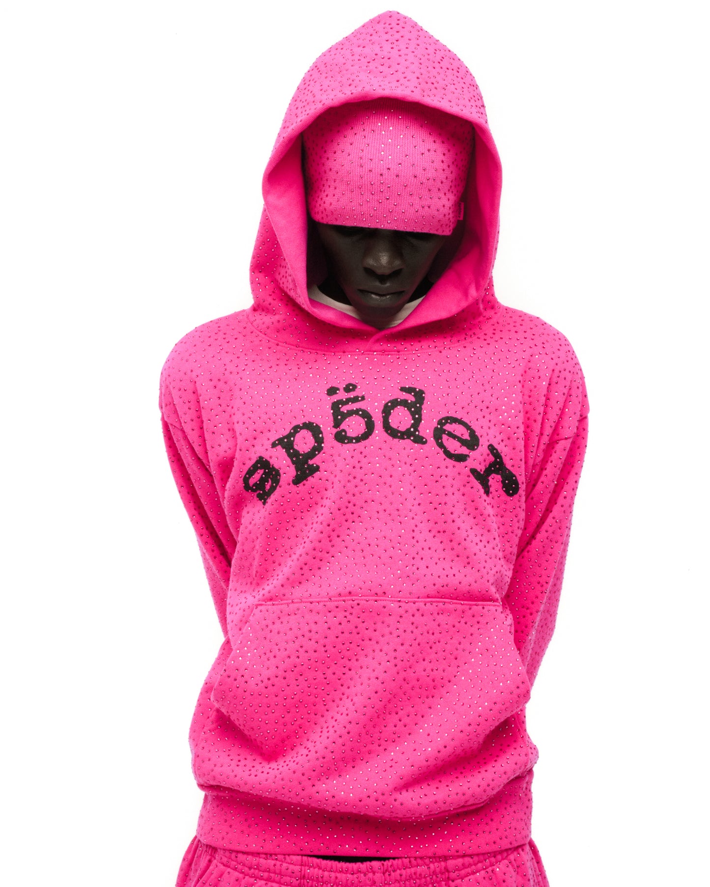 PINK VVS HOODIE ON MODEL