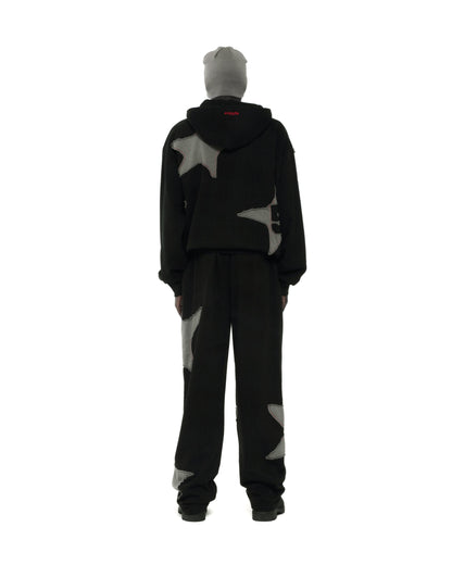 BLACK BIG STAR FULL ZIP HOODIE ON MODEL
