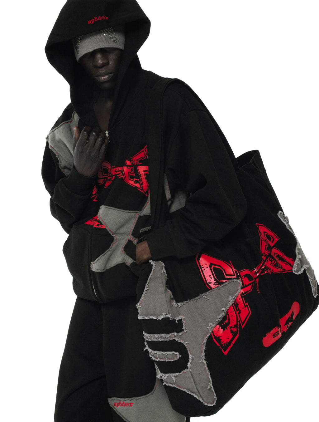 BLACK BIG STAR TOTE