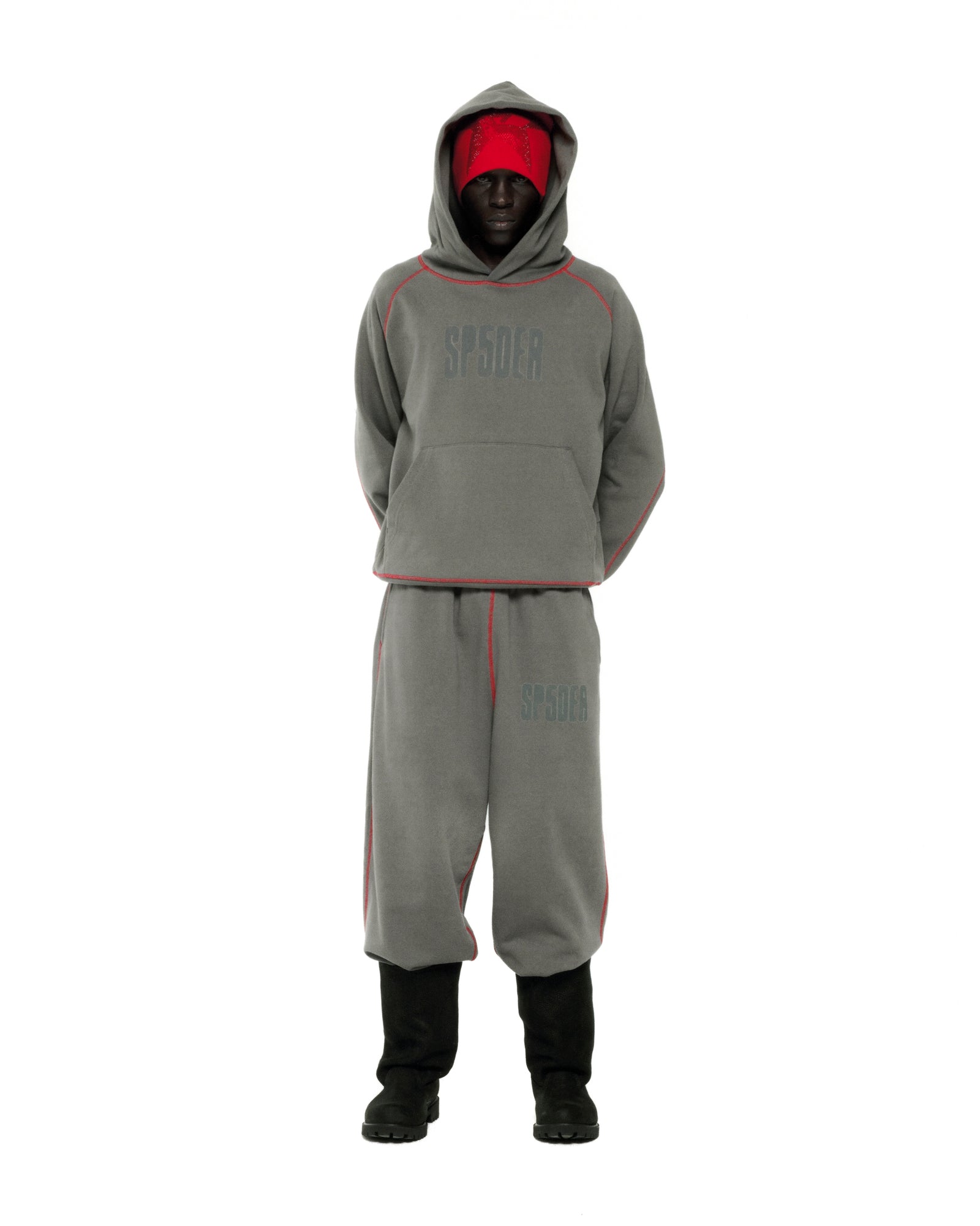 SLATE ARCHIVE CONTRAST HOODIE ON MODEL