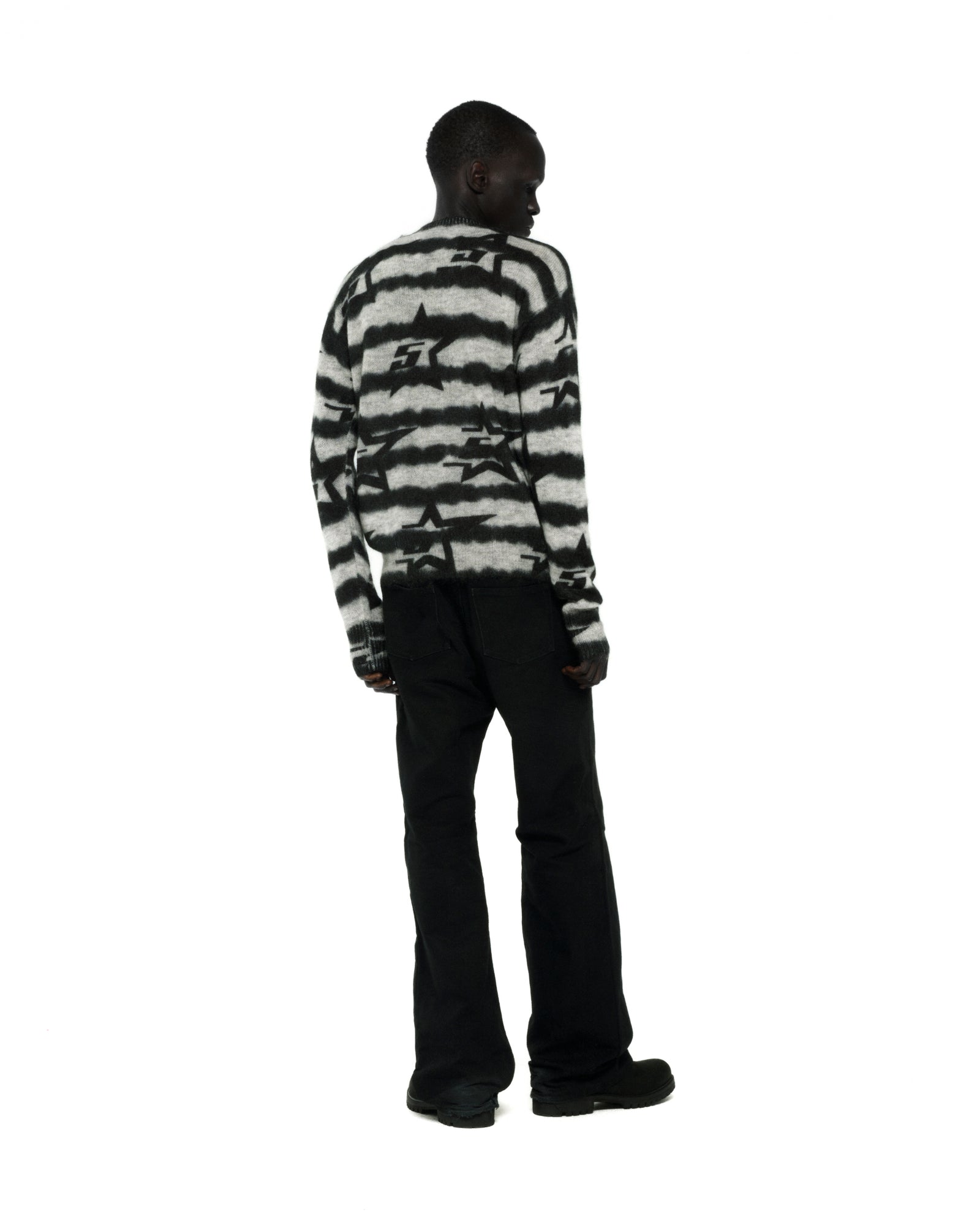 BLACK 5STAR MOHAIR SWEATER ON MODEL