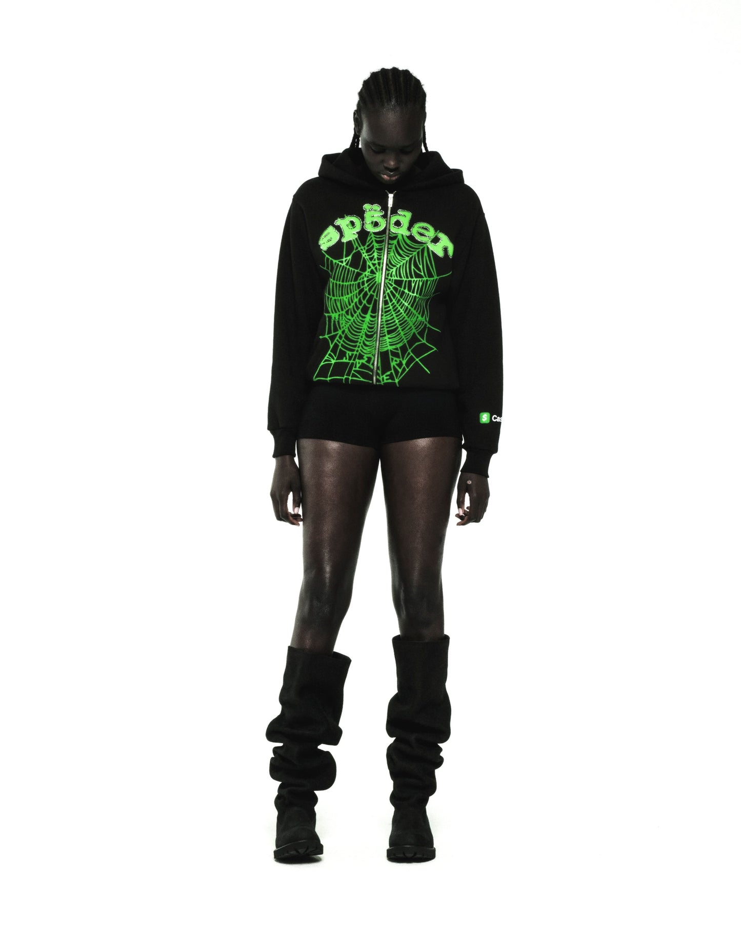 CA$H OG WEB V2 RHINESTONE ZIP HOODIE