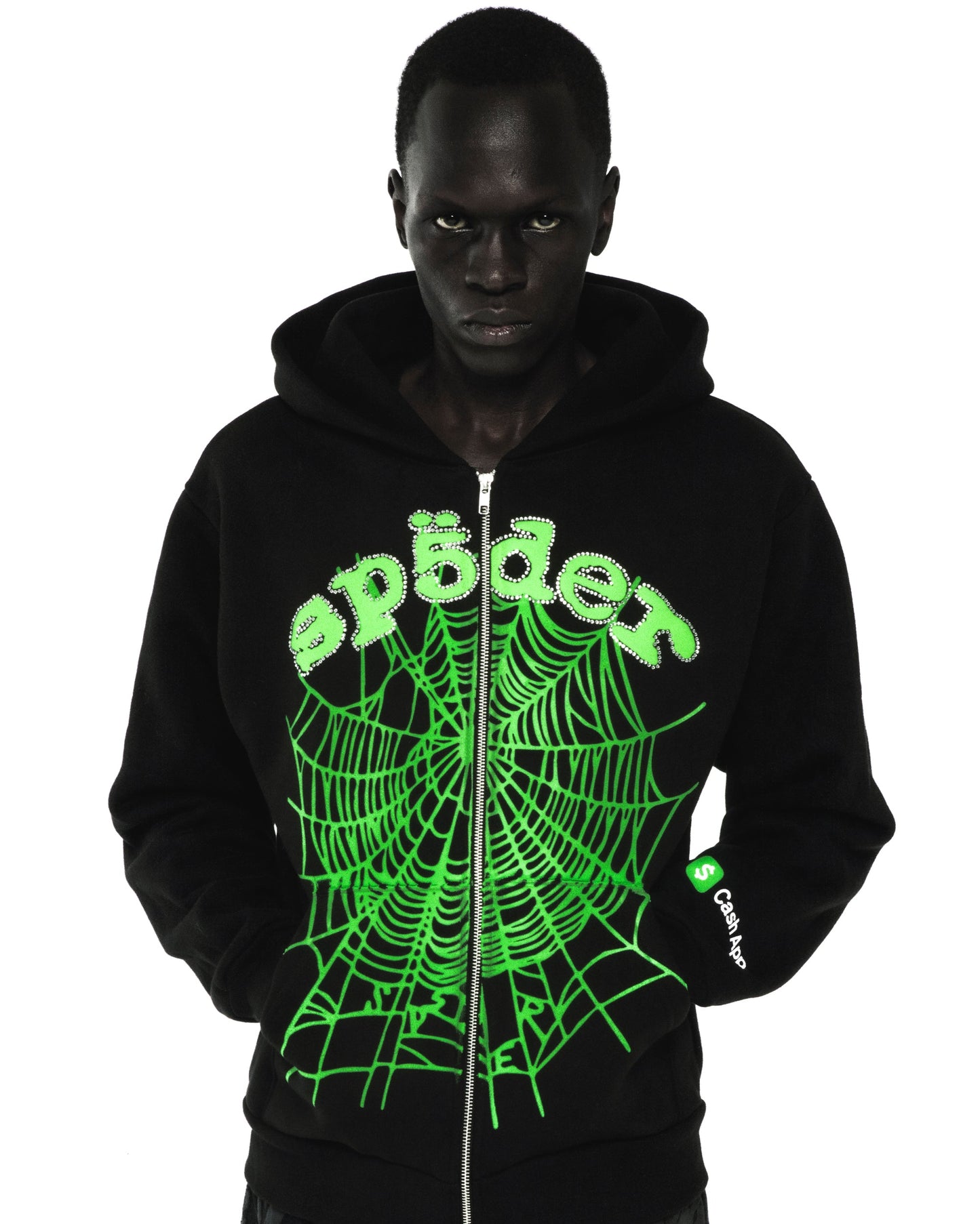 CA$H OG WEB V2 RHINESTONE ZIP HOODIE
