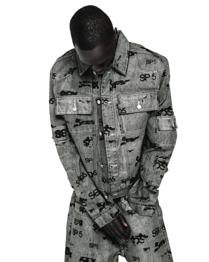 SEX AOP FOIL TRUCKER JACKET