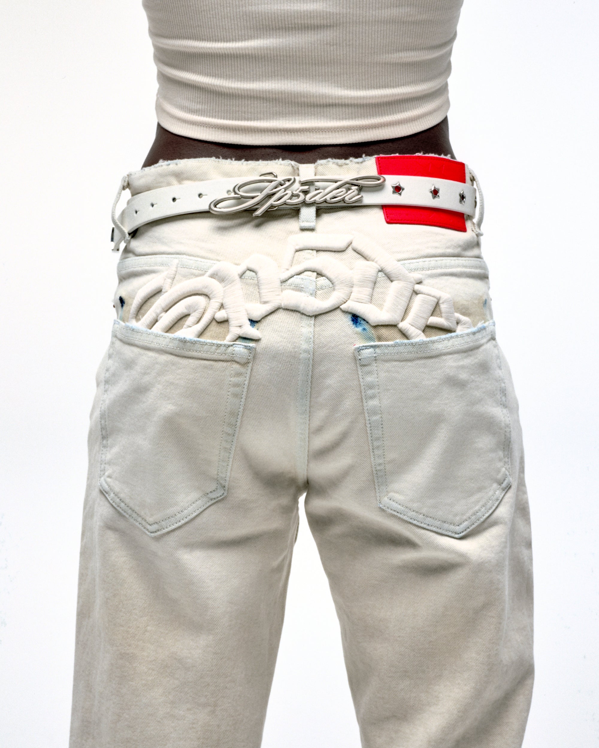 WHITE R-05 SCRIPT BELT | SP5DER | KING SPIDER