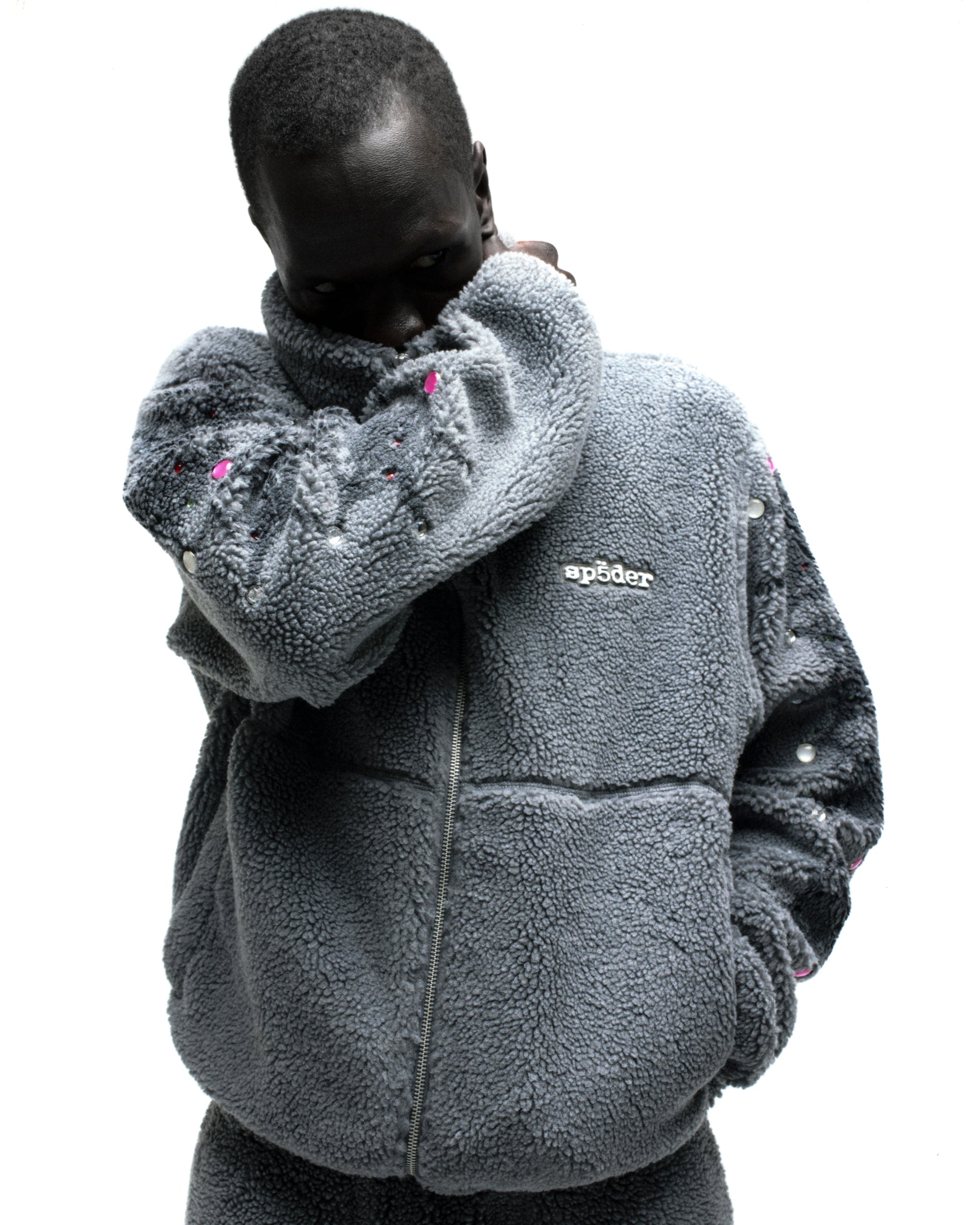SLATE WEBSTONE TEDDY FLEECE ZIP UP | SP5DER | KING SPIDER