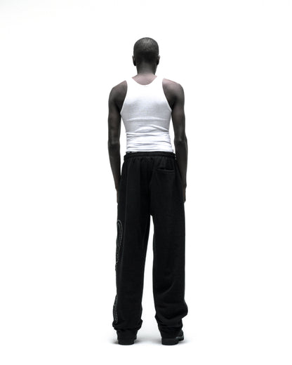 RHINESTONE SCRIPT WIDE LEG SWEATPANT