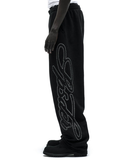 RHINESTONE SCRIPT WIDE LEG SWEATPANT
