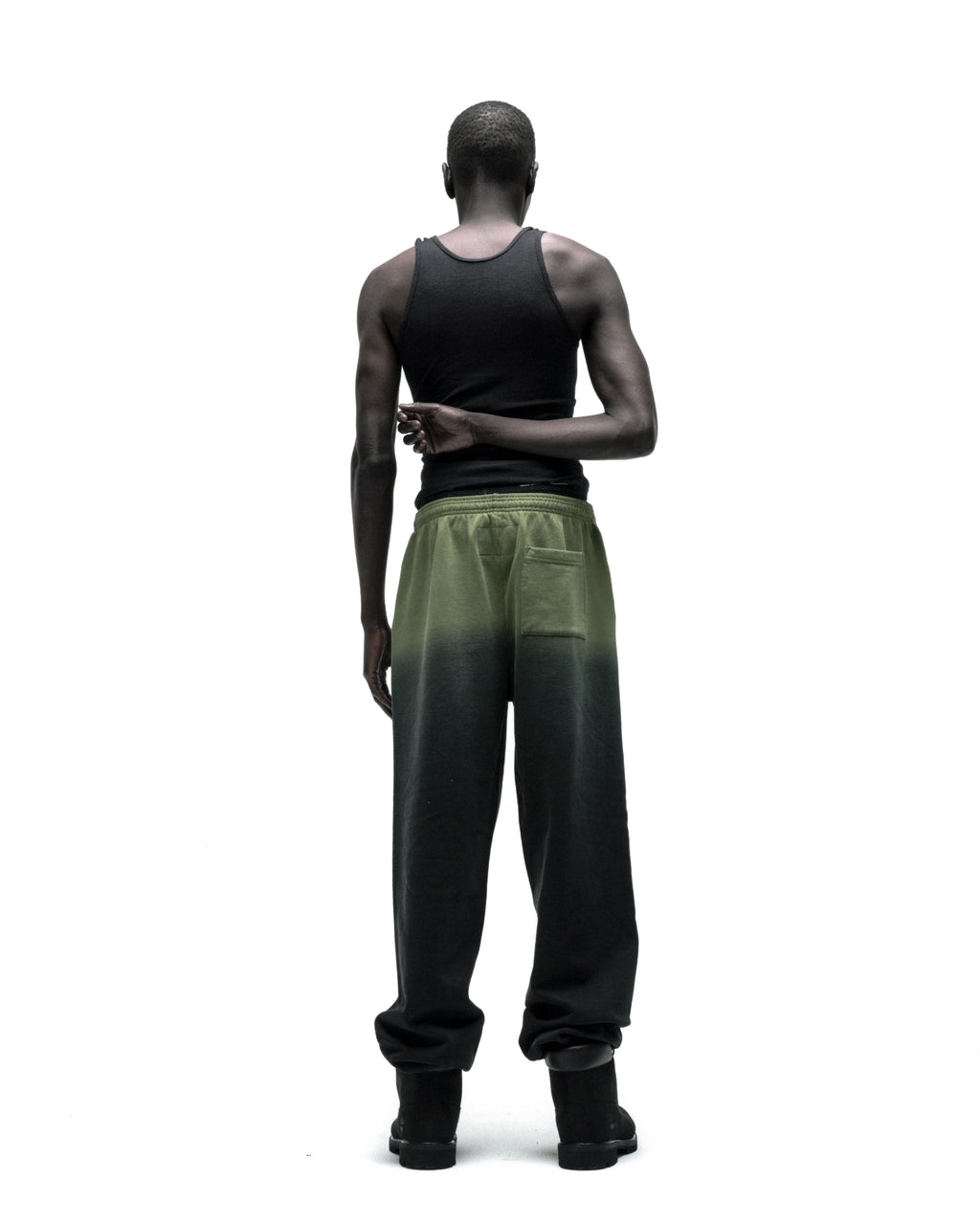 OG WEB OMBRE SWEATPANT: Green to black ombre cotton fleece sweatpants with elasticized cuffs.
