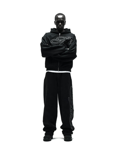 RHINESTONE SCRIPT WIDE LEG SWEATPANT