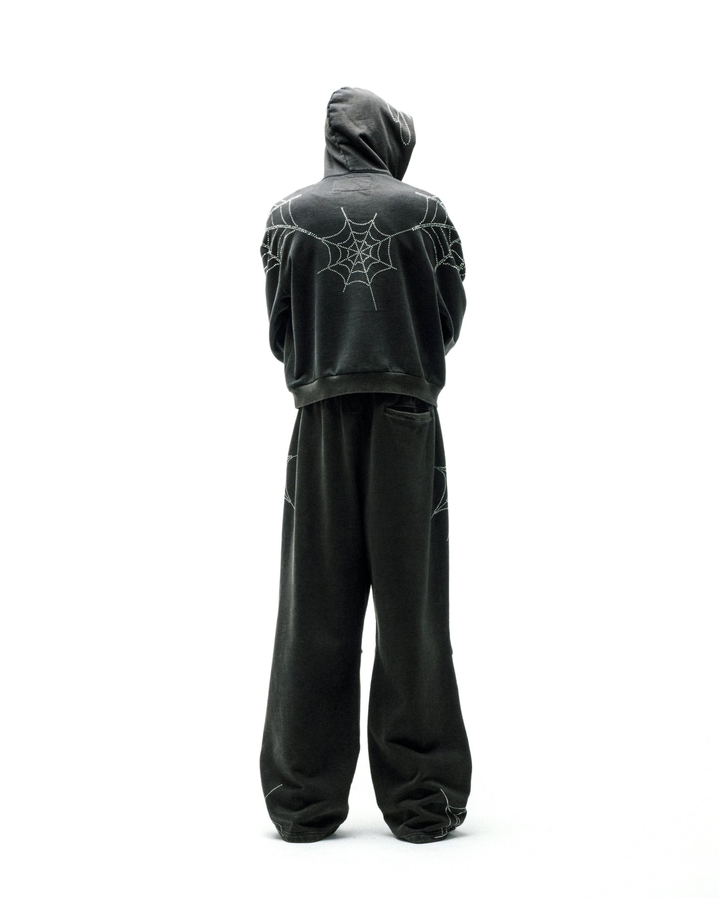 RHINESTONE WEB ZIP HOODIE