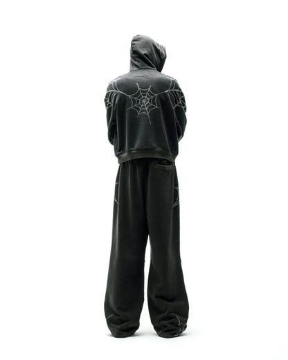 RHINESTONE WEB ZIP HOODIE